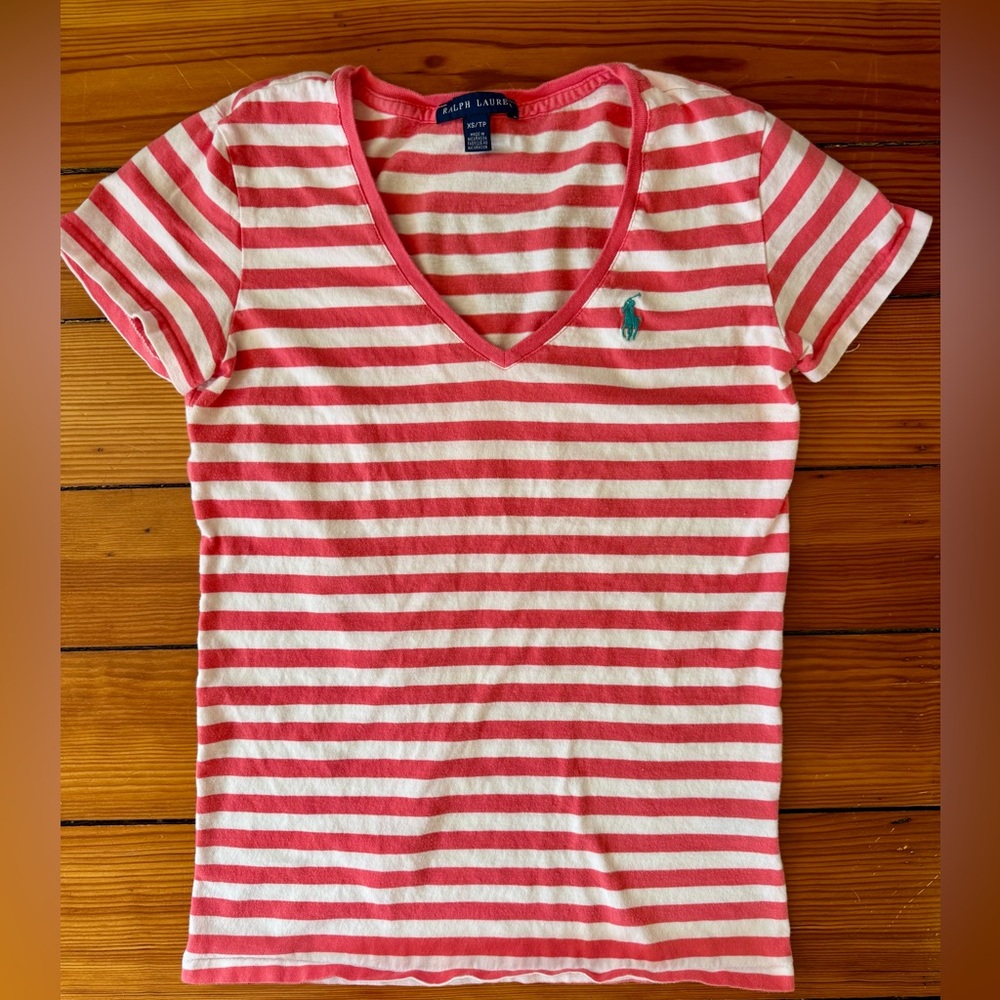 Ralph Lauren Striped V-Neck T-Shirt X-Small